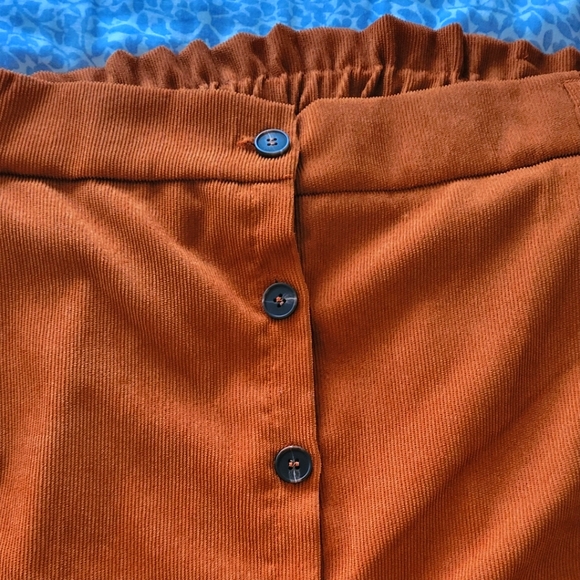 Solid Belted Button Through Corduroy Skirt - Picture 2 of 5